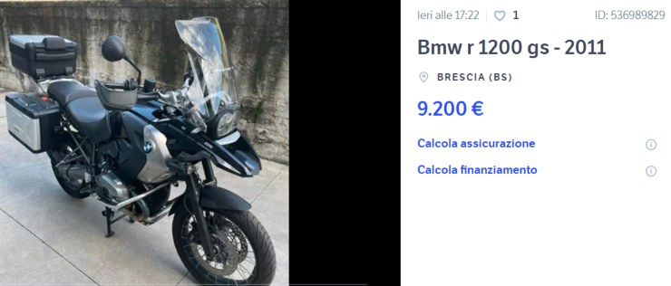 BMW R 1200 GS occasione moto usata prezzo