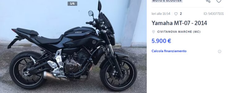 Yamaha MT 07 occasione prezzo moto usata economica