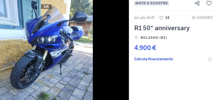 Yamaha R1 50 Anniversary costo economico moto usata