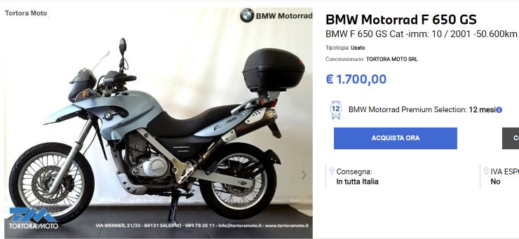 BMW F 650 GS occasione prezzo moto usata valore