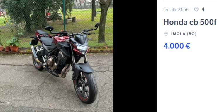 annuncio per la honda cb500