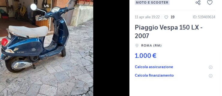 Vespa Piaggio LX 150 scooter usato Italia occasione